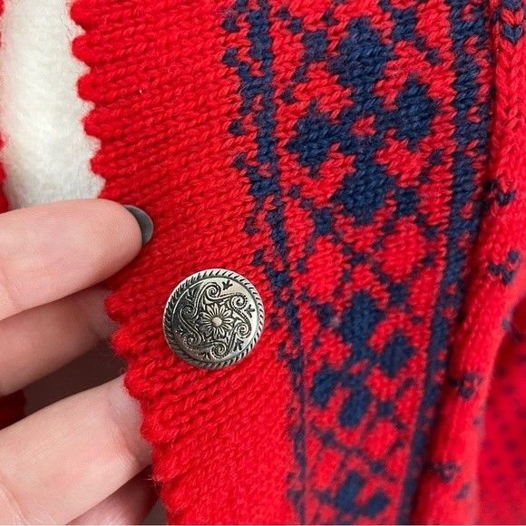 VTG Pendleton 100% Wool Made in the USA Fair Isle Nordic Cardigan Sweater Small - Picture 4 of 11